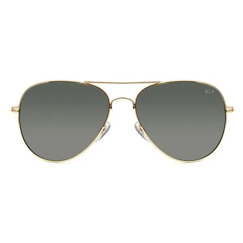 EYEMYEYE ALF S25B3668 Gold Tinted Aviator Sunglasses for Men and Women, Durable, Shatter-Resistant Lenses, UV-400 Protection with Free Case and Cleaning Cloth (Green)