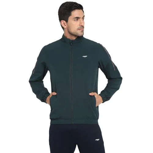Full Sleeves Regular Fit Polyester Green Solid Sports Wind Cheater for Men