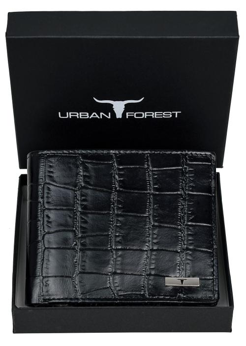 Urban Forest Drogon Black Printed RFID Blocking Leather Wallet for Men