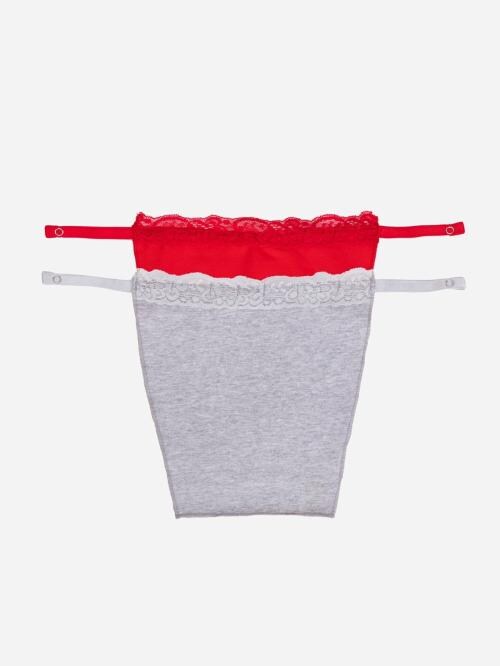 Finesse Miracle Cami Cotton Clip-on Mock Camisole Set Of 2-Red & Grey