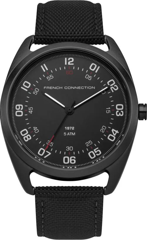 French Connection Analog Black Dial Black Strap Watch For Men