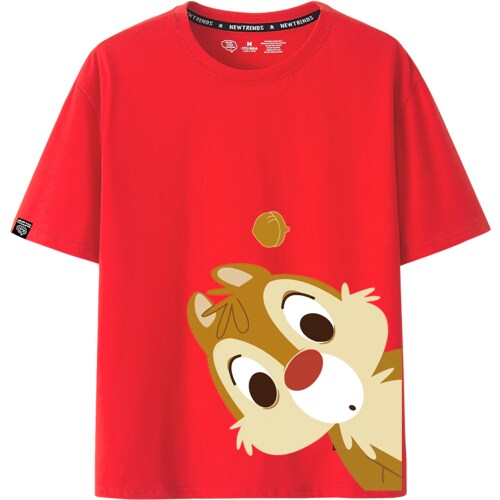 Popster Red Printed Cotton Round Neck Regular Fit Half Sleeve Womens T-Shirt l women tshirt l tshirt for women