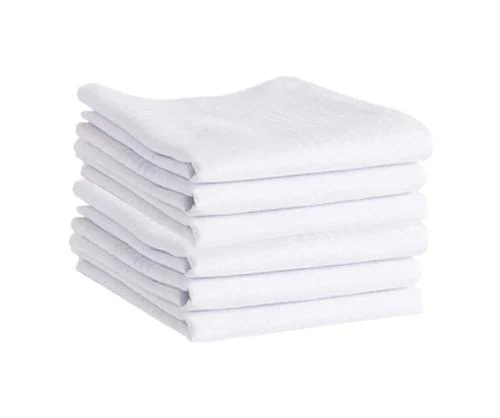 Mens White Handkerchiefs,100% Soft Cotton Hankie,Pack of 6 