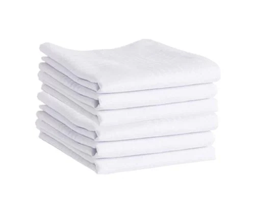 CRUMPLED Men's 100% Cotton Premium White Handkerchiefs/Hanky (50cmx50cm, Pack of 6)