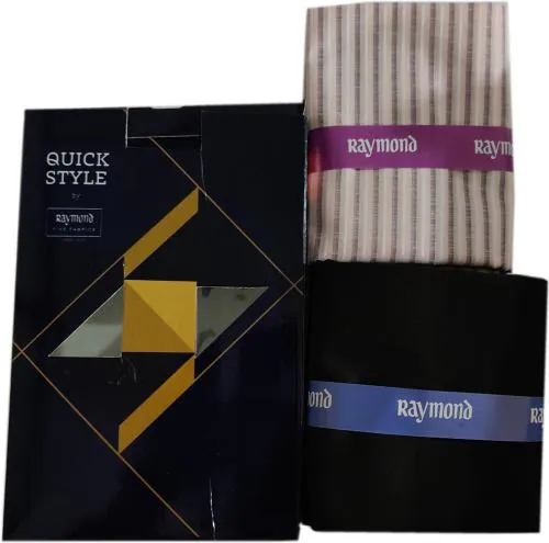 Raymond Men Multicolor Striped, Solid Cotton Shirt And Trouser Fabric