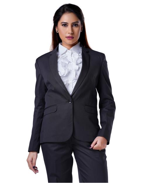 Charcoal Fashion Women's Solid Grey Regular Fit Formal Blazer