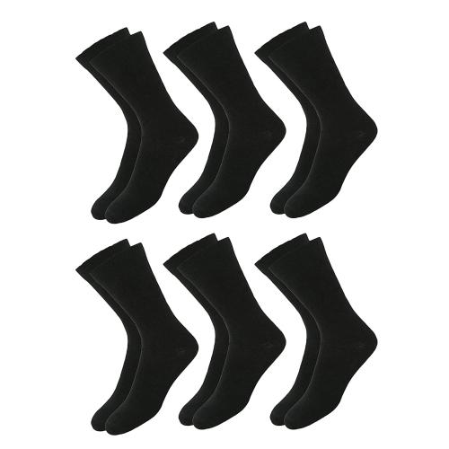 Cotson Calf Length, Full Length, High Length Pure Cotton Plain Solid Black Color Formal Socks For Men And Boys - Pack of 6 Pairs, Free Size