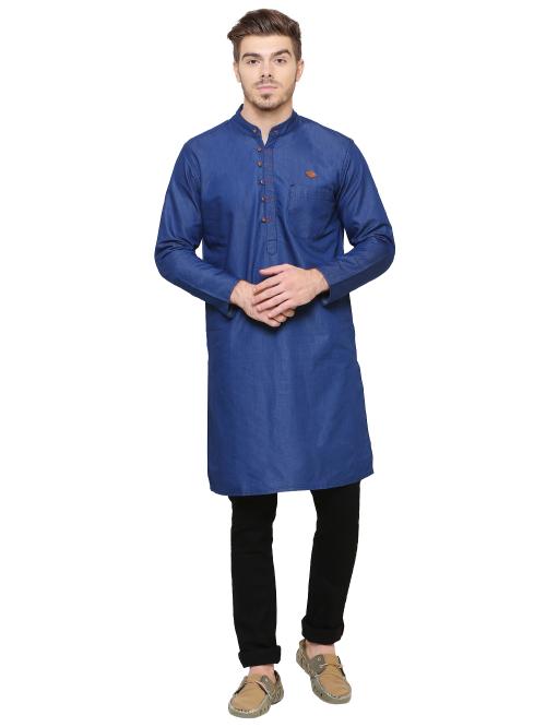 Kuons Avenue Men's True Blue Long Denim Kurta