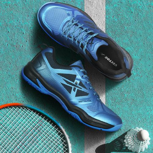 Vector X Mettalica Badminton Shoes For Men (Blue-Black)