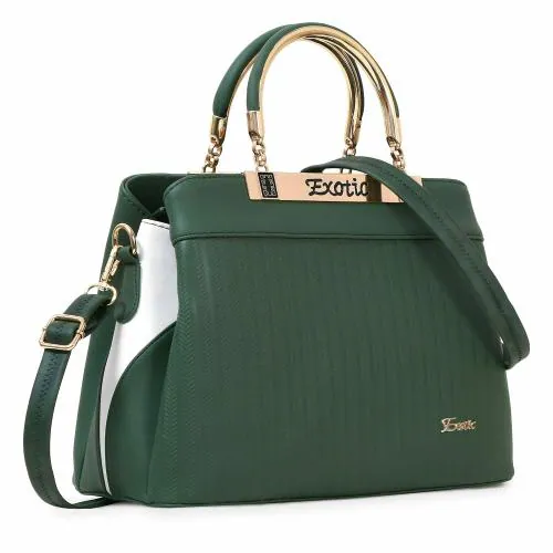 EXOTIC Dark Green Princely Hand Bag for Women and Girl