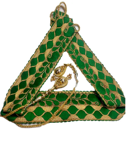 Proplady Women's Designer Traditional Jewellery Golden Zari Embroidery Wedding Saree Waist Belt, Kamarband (Green)