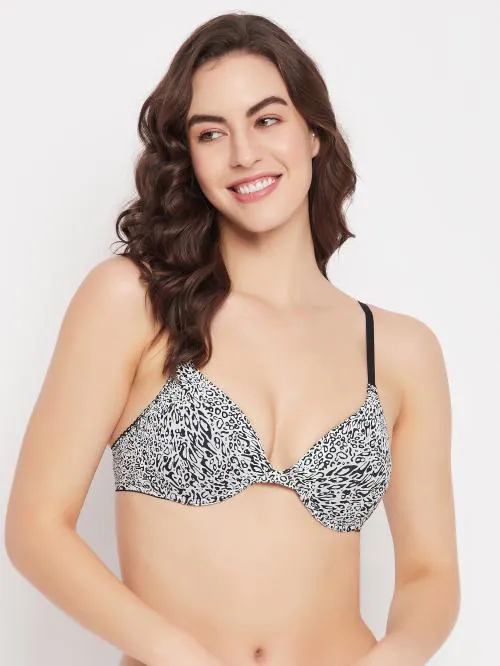 Buy CLOVIA Level-3 Push-Up Underwired Demi Cup Bra in Black - Lace