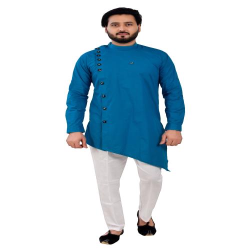 Pro-Ethic Style Developer Firozee Cotton Solid Cut Kurta Set For Men