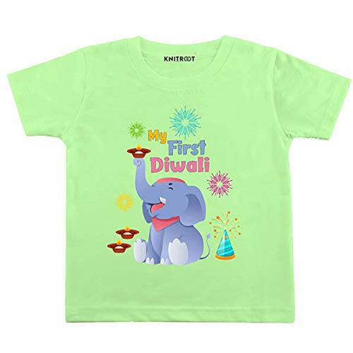 KNITROOT Boys Green Cotton T-Shirt