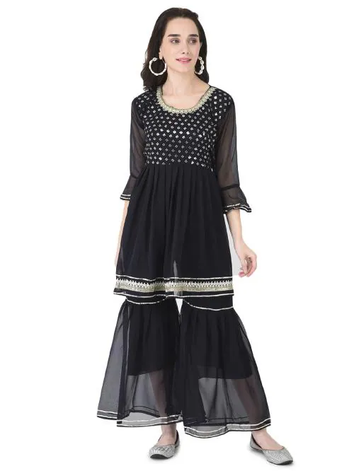Girls Ethnic Wear Embellished Kurti with Sharara 16-17 YRS