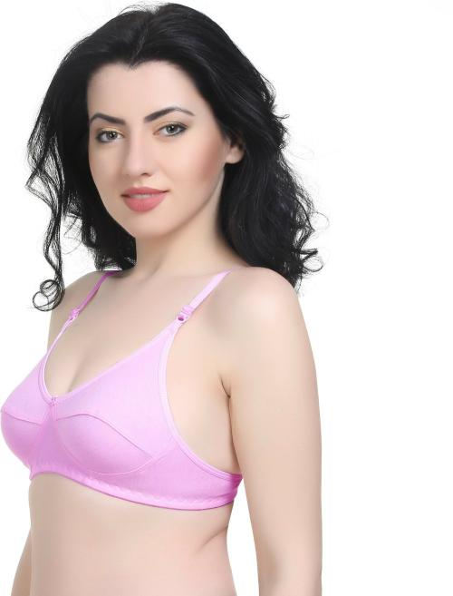 Sexy Bust Women Pink Cotton Blend T-Shirt Non Padded Bra (30B)