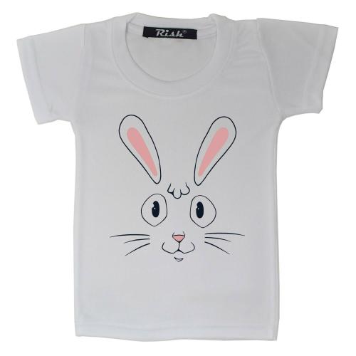 Rish Boys And Girls White Printed Polyester Half Sleeves T-Shirts