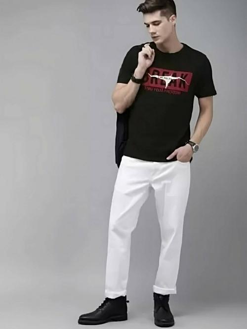 DYE VRGIN Tshirt Men Black Printed Polyester Round Neck T-Shirt, XL