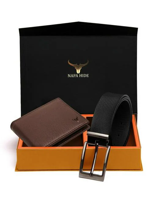 NAPA HIDE RFID Protected Genuine High Quality Leather Wallet & Belt Combo for Men