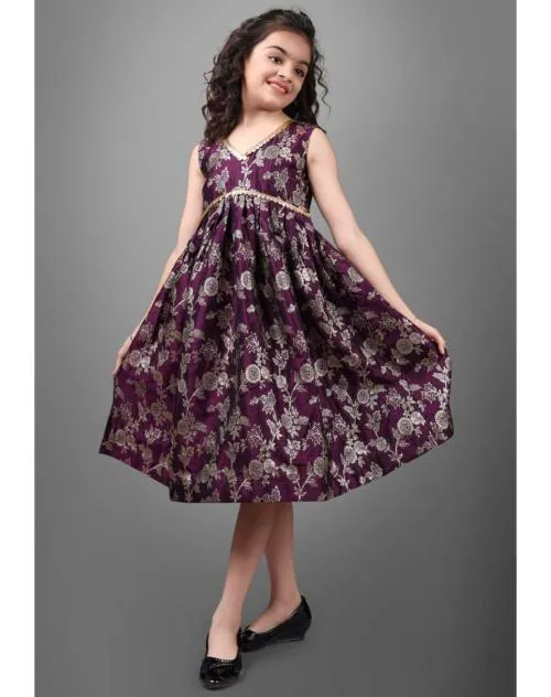 Trilok Fab Girls Woven Design Art Silk Dress Dresses & Frocks | Dresses | Kids Wear | Girls Dress | Kids Dress | Frock | Frock Girls | Girls Frock | Dresses For Girls | Kids Girl Dress | Frock For Girls | Dress For Girls | Kids Wear Girls