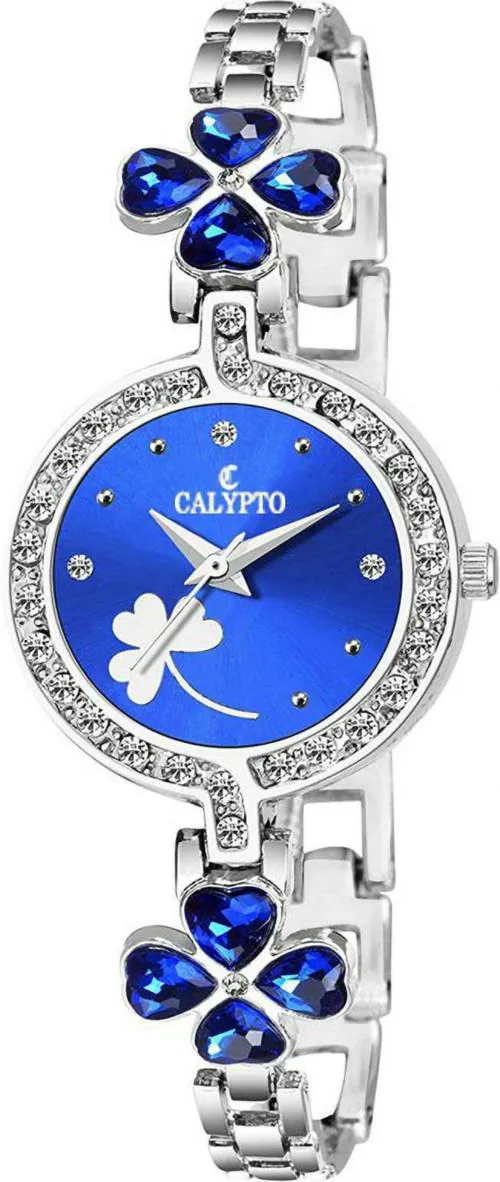 CALYPTO Analog Blue Dial Silver Strap Watch For Girls TGT-007
