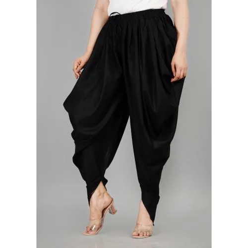 STRICKLIN Women's Rayon Traditional Dhoti Pants Patiala Salwar Bottom Wear | Ethnic Wear Relaxed Stylish Loose Fit | Harem Pants - BLACK