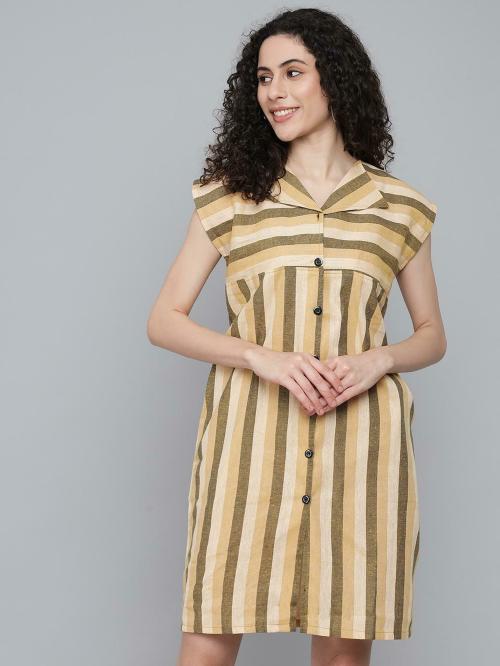 Rudraaksha Cotton Stylish Striped Dress For women