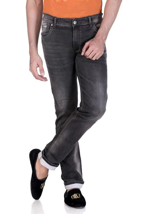 Buy FLAGS Mens Black Faded Cotton Slim Fit Jeans Online at Best Prices