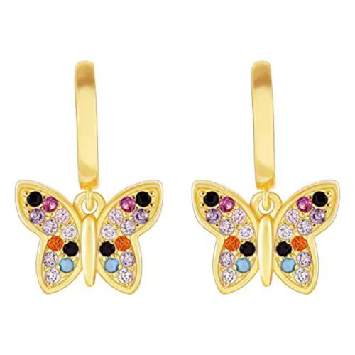 Giva Sterling Silver Golden Butterfly Earrings For Women