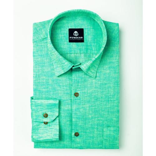 Punekar Cotton Valley Green Color Combed Cotton Shirts For Men XXL
