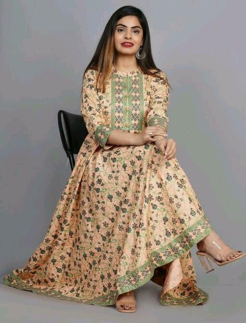 Sa Rasa Women Multicolor Printed Viscose Rayon Anarkali Kurta