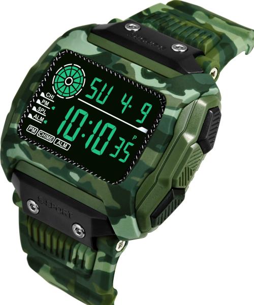 Reborn Digital Watch Black Dail Green Strap Wrist Digital Watch for Men