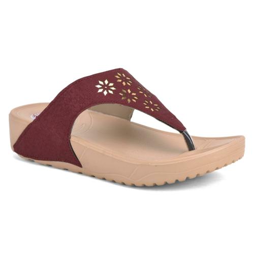 Aqualite's Trendy and Stylish Maroon Flip Flops & Slippers For Women