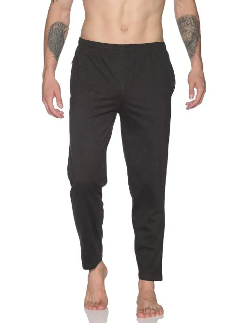 DOLLAR Men's Charcoal Melange Solid 100% Cotton Straight Track Pants