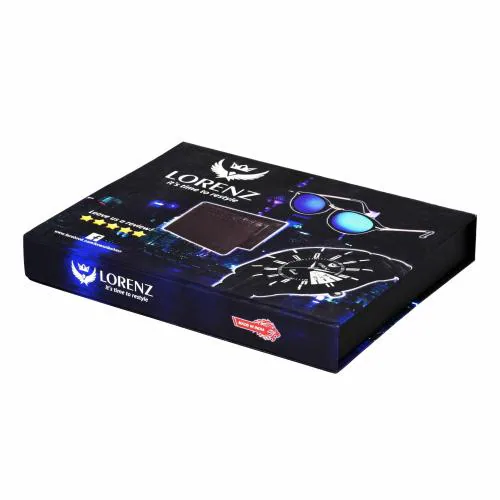 LORENZ Combo of Blue Reflector Sunglasses, Black Watch & Wallet Combo Box for Men | Combo Box for Boys