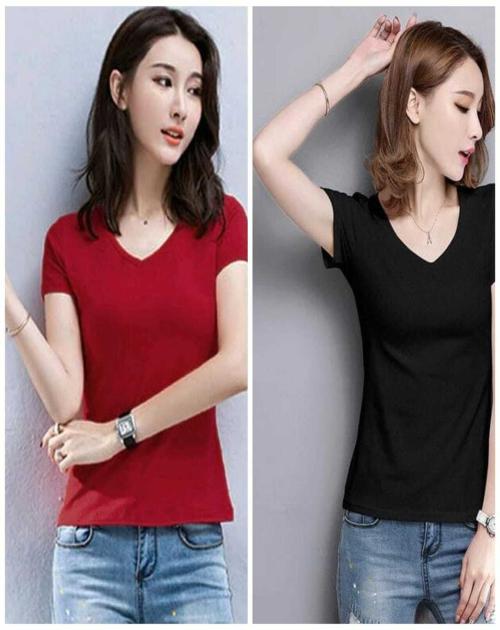 TUSI Solid WomenRound Neck T Shirt