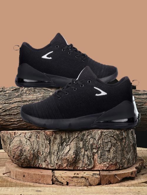 CLYMB SM487 Flynit|Lightweight|Comfort|Summer|Trendy|Walking|Outdoor|Daily Use Running Shoes For Men (Black)