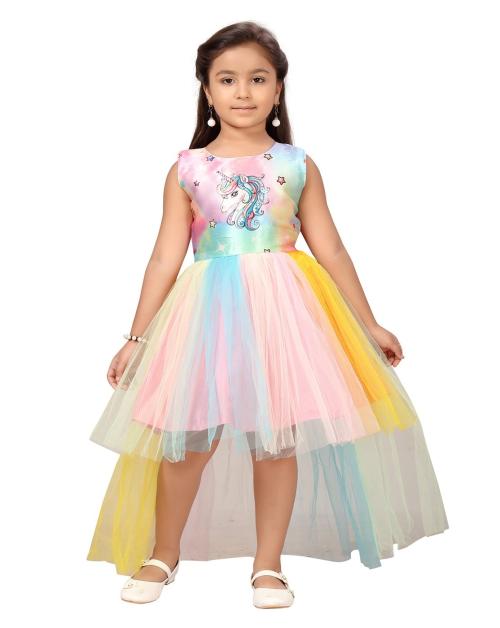 Aarika Girls Multi Color Nylon Frock