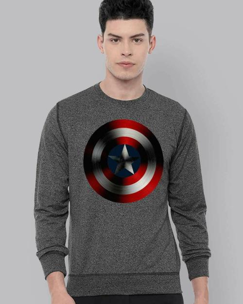 Free Authority Captain Marvel Printed Black Sweatshirt For Men