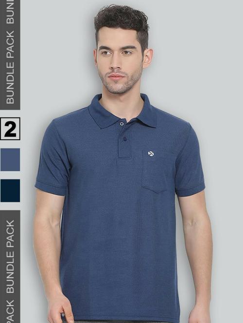 Lux Nitro Combo Pack Pocket Polo T-shirt For Men(Air Force & Navy Blue)