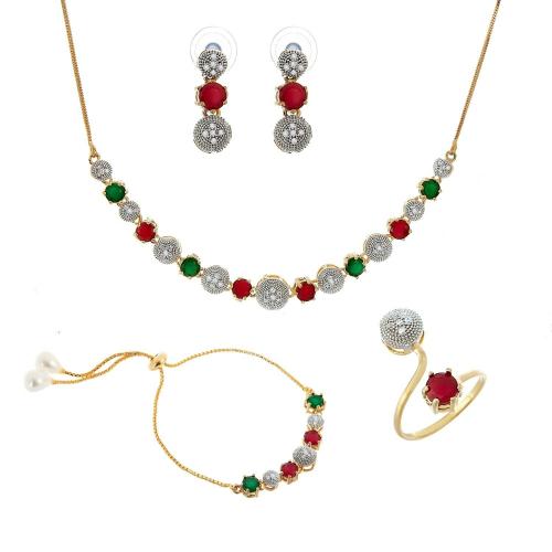 Zeneme Earring Gold Plated Desinger Kundan Dangle & Drop Jewellery Earrings Combo of 2 For Women & Girls (Design-4)