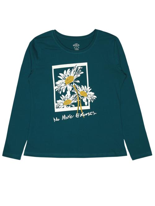 DYCA Women Caribbean Blue Solid Cotton T-shirt