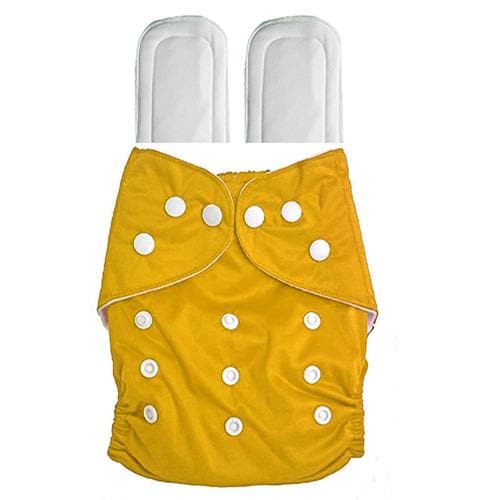 feelitson Unisex Baby Cloth Diaper Reusable Washable Adjustable With 1 Yellow Diaper 2 White Insert Free Size Age - (3 Months to 3 Years) Weight - (5-17 Kg)