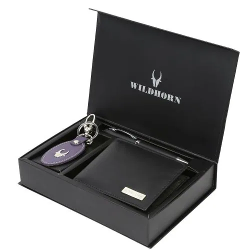 Wildhorn Men Black Wallet Combo Set
