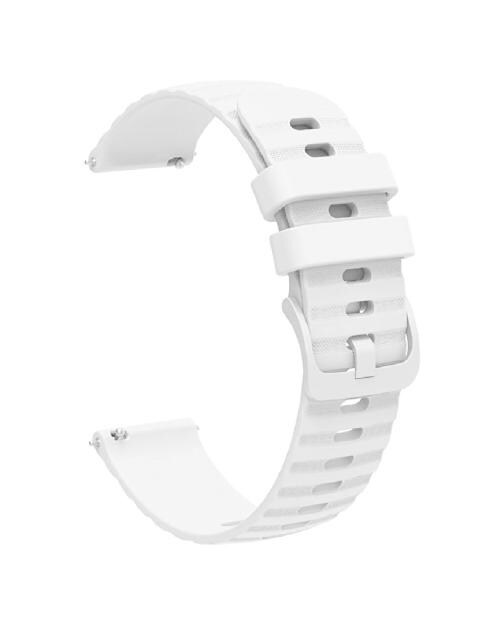 Sacriti Soft Silicone Braided Design Buckle Strap Compatible with All 20 mm Watches (White)