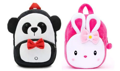 Kiddiewink Soft Plush Cartoon School Backpack Bag For Kids (2 to 6 Years) Pack of 2