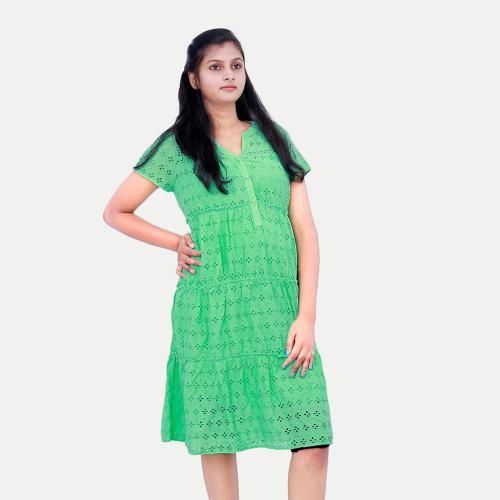 Rad Prix Women Green Midi Dress With Cap Sleeves