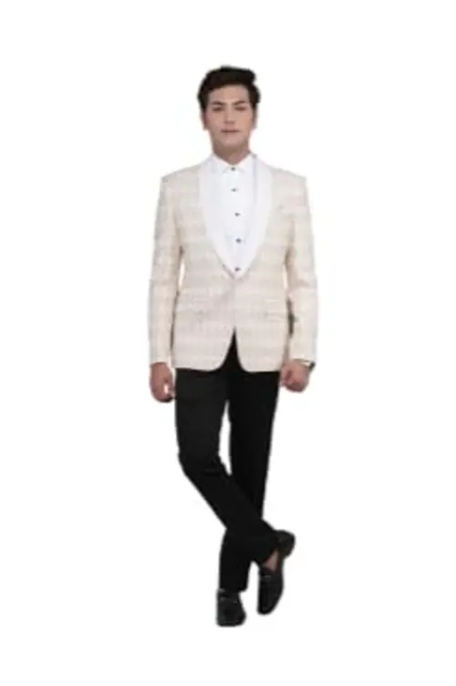 REBELLO Men's 5-Piece Suit - Classic Fit Formal Suit Including a West Coat, Coat, Pocket Square, Casual Shirt, and Bowtie for Special Occasions||Size-36||Color-White