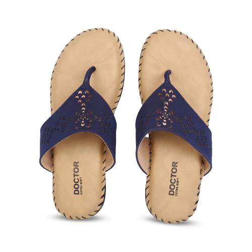 DOCTOR EXTRA SOFT Women's Navy Ortho Sandals Orthopaedic Diabetic Daily Use Dr Sole Footwear Casual Office Wear Stylish Fashion Comfort Slip on Chappals Slippers for Ladies & Girl's ART 607