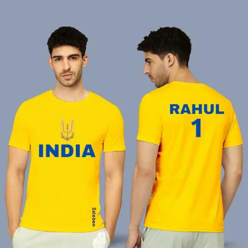 Estaban Men Yellow Kl Rahul Typography Polycotton T-Shirt (L)